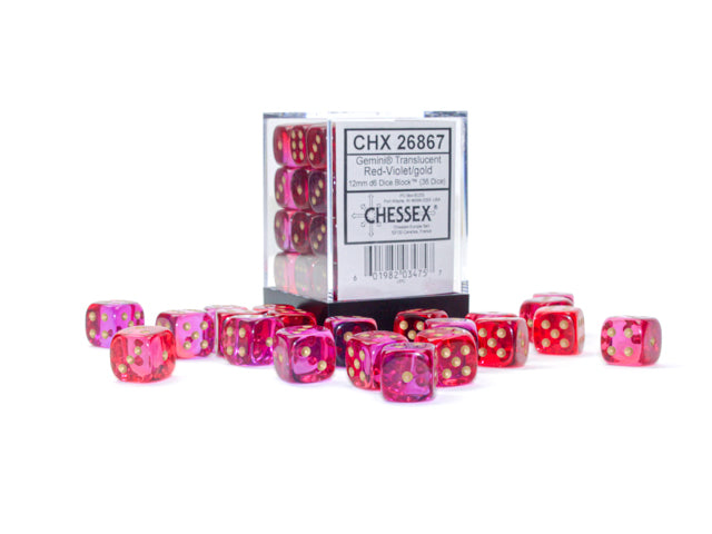 Gemini Translucent Red-Violet/ Gold 12mm D6