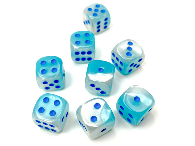 Gemini Pearl Turquoise White/Blue Luminary 12mm D6