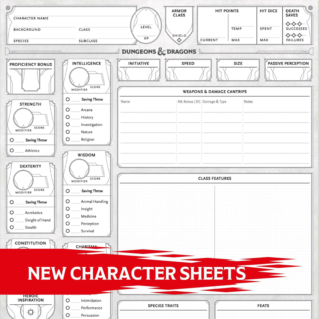 Dungeons & Dragons Character Sheets 2024