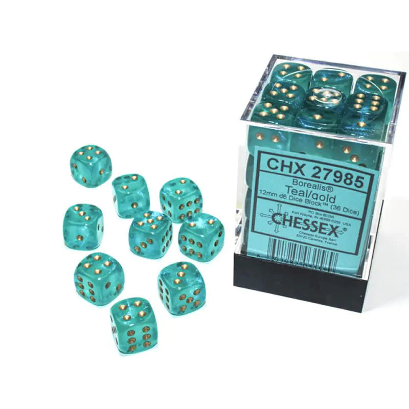 Borealis Teal Gold Luminary 12mm D6